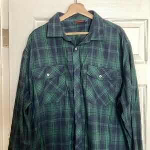 Green and Blue Plaid Button-Up Shirt